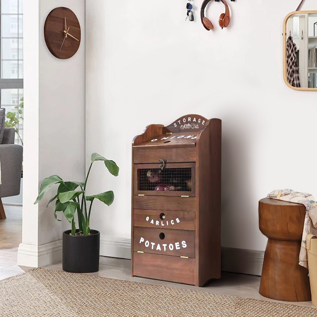Transform Your Kitchen with the ARTAWEIN Pine Wood Veggie Bin