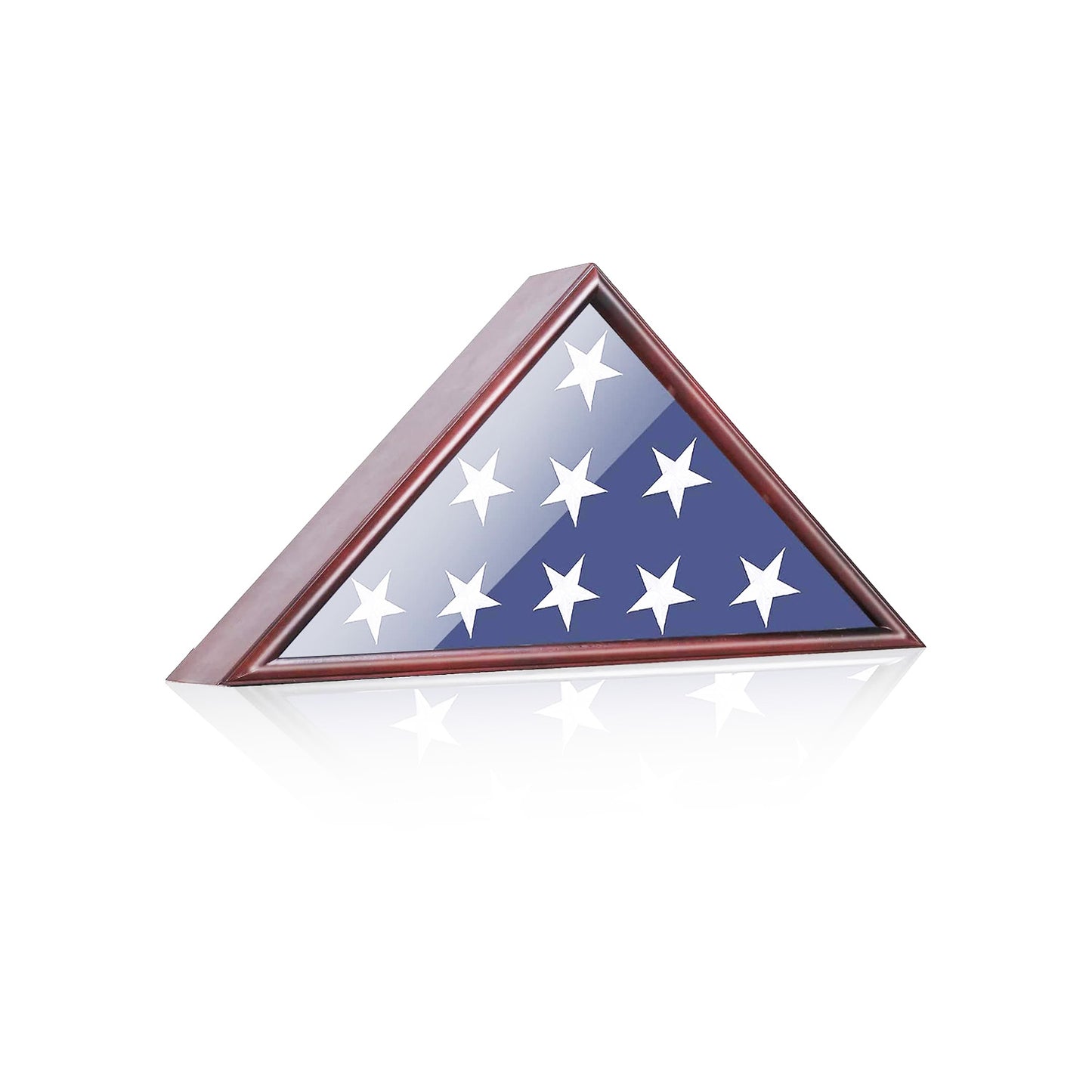 Burial Flag Display Case Fits 5'x9.5' Flag, Thin Bottom Edge Military Flag Box with Glass Front for American Veteran Flag, Wooden Memorial Folded Flag Case Shadow Box
