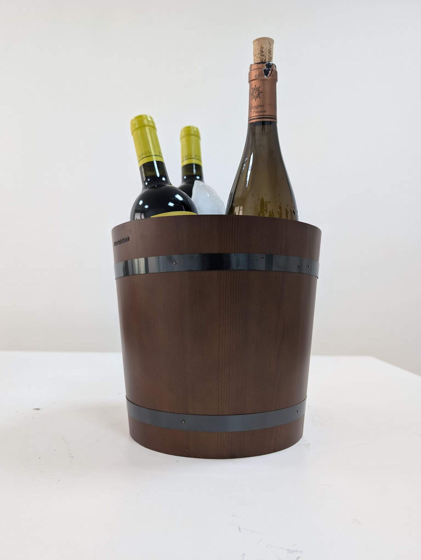 Premium Wine Chiller Buckets - Stainless Steel Wine Cooler Bucket for Parties, Sophisticated Ice Buckets, Wood Ice Bucket for Cocktail Bar and BBQ, Wine Chiller, Champagne Bucket