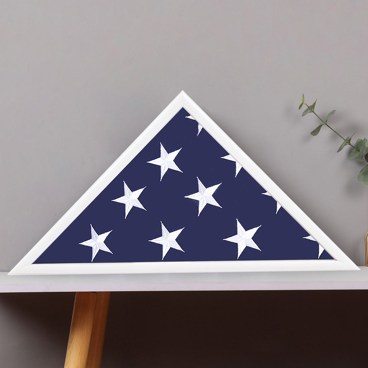 Burial Flag Display Case Fits 5'x9.5' Flag, Thin Bottom Edge Military Flag Box with Glass Front for American Veteran Flag, Wooden Memorial Folded Flag Case Shadow Box