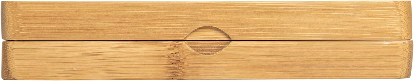 Combo Storage Box - Multipurpose Decorative Box with Removable Tray, Magnetic Lock, 2 Glass Jars - Bamboo Box (Natural Box) (Foldable Tray)