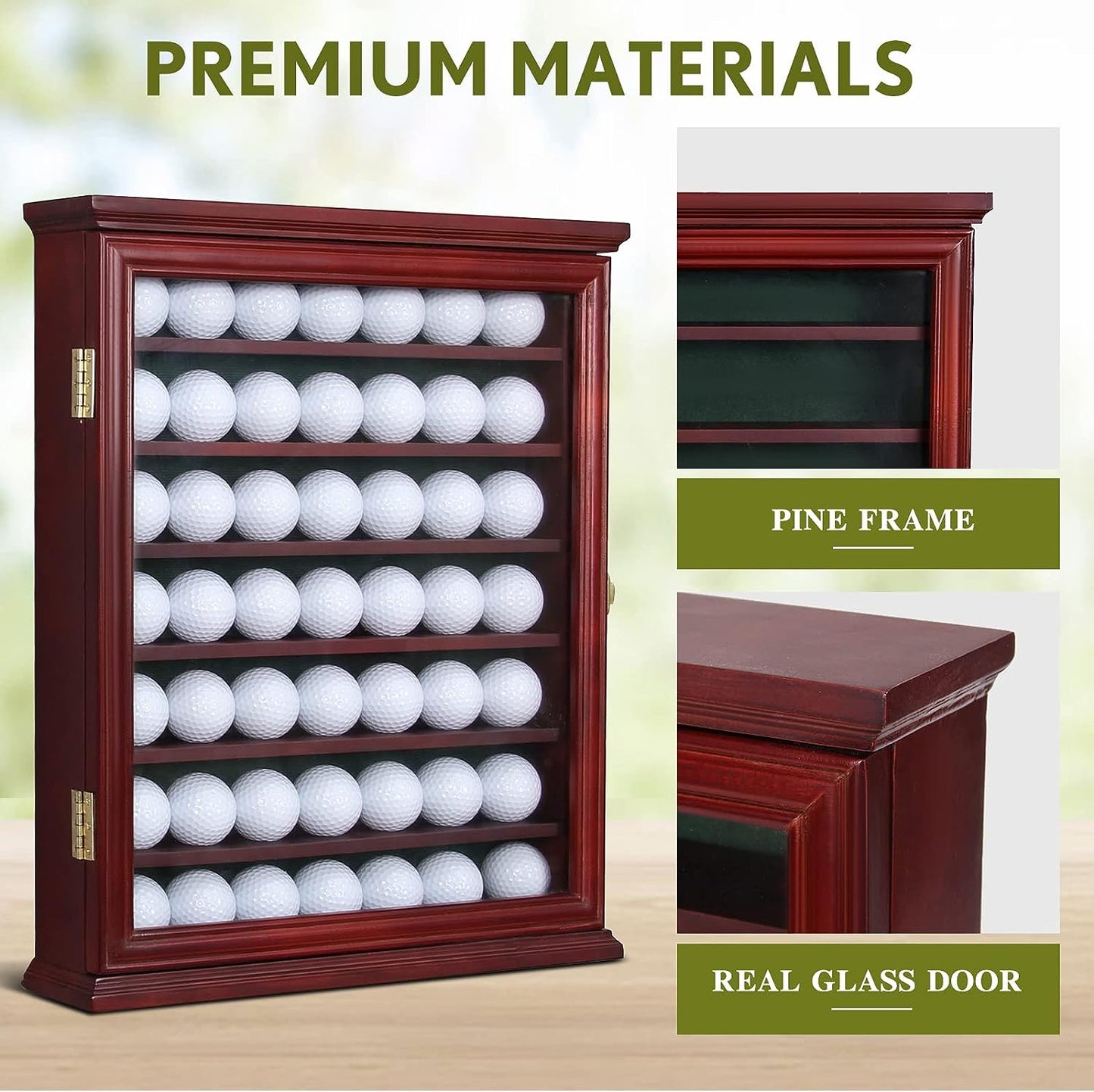 Exquisite Golf Ball Display Case - Lockable Door & Real Glass Window - Golf Ball Holder Display Wall Mount Shadow Box - Black - Office Decor and Storage Solution for Golf Balls