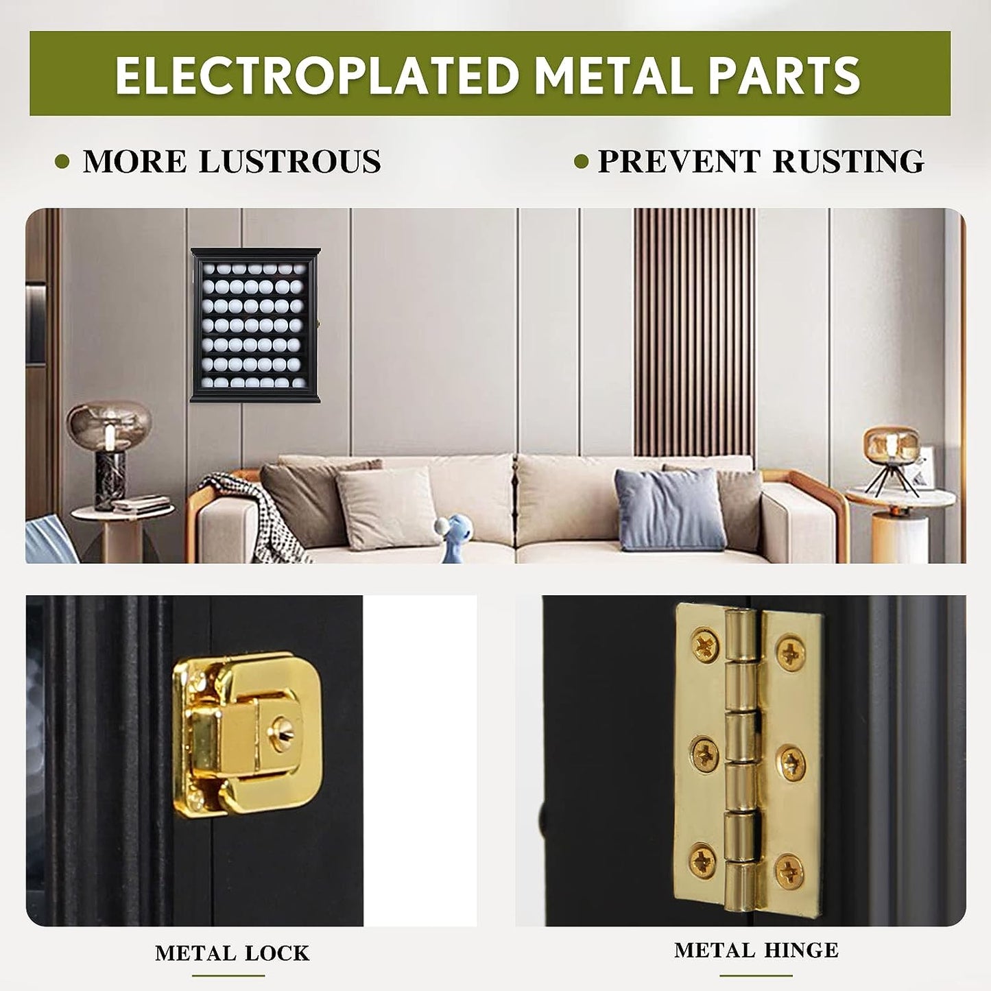 Exquisite Golf Ball Display Case - Lockable Door & Real Glass Window - Golf Ball Holder Display Wall Mount Shadow Box - Black - Office Decor and Storage Solution for Golf Balls