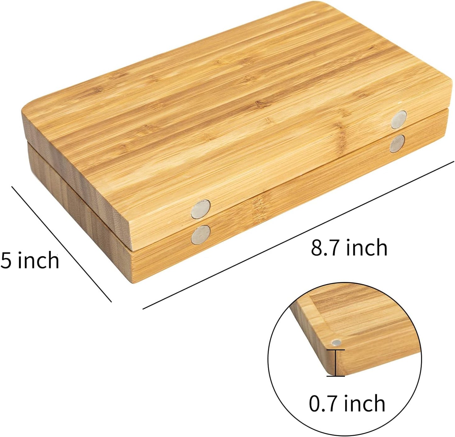 Combo Storage Box - Multipurpose Decorative Box with Removable Tray, Magnetic Lock, 2 Glass Jars - Bamboo Box (Natural Box) (Foldable Tray)