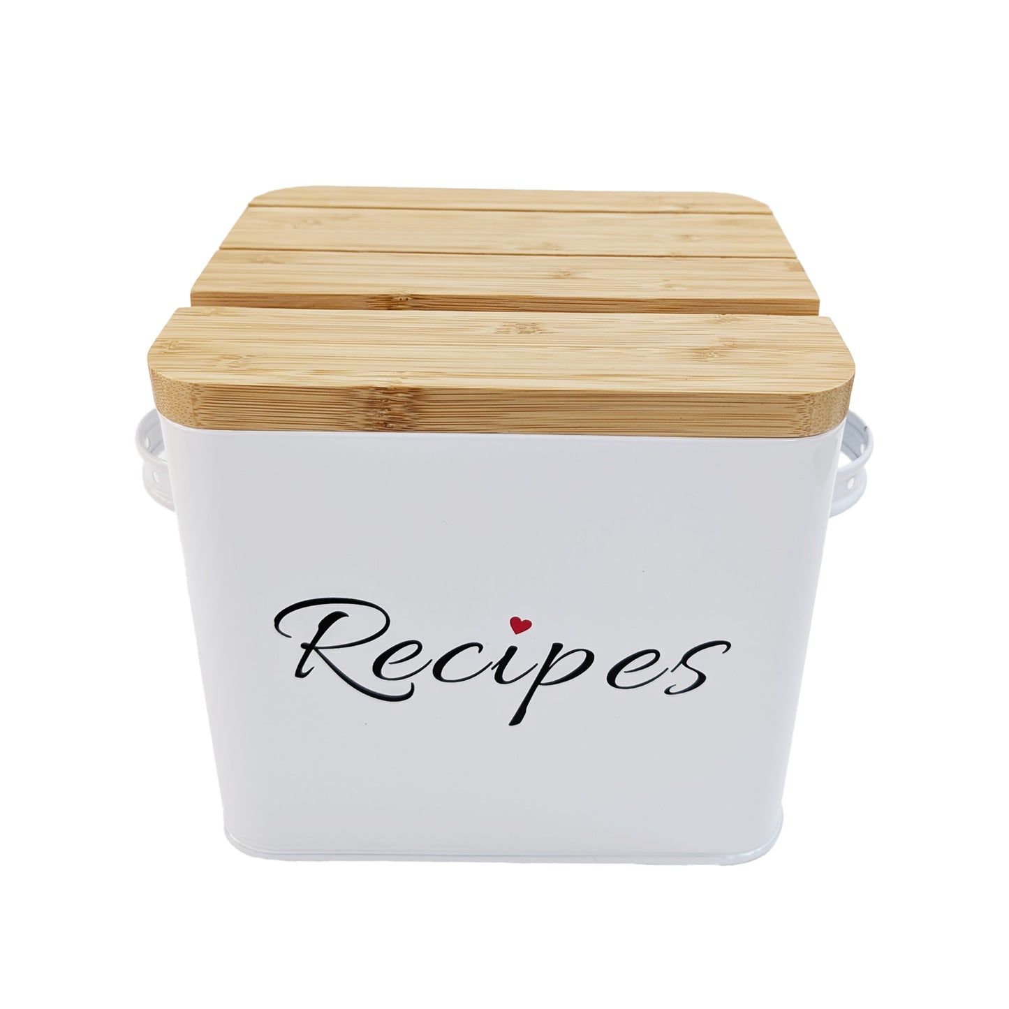 Recipe Box 4x6 Set | Stylish & Durable Metal Recipe Card Box with Bamboo Lid Includes 50 Recipe Cards & 10 Dividers - Perfect Kitchen Organizer and Gift