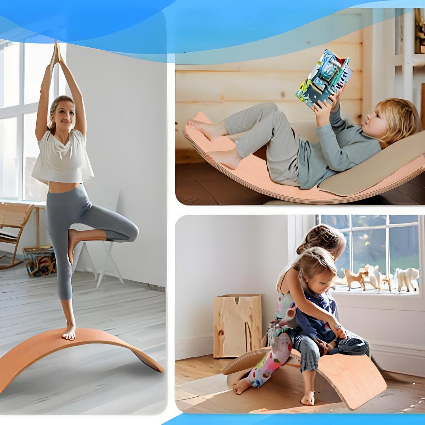 Ultimate Balance Board Kids - Natural Wood Wobble Board for Kids Montessori Waldorf Toy, Ideal Gift for Ages 3-8 Perfect for Balance Boards for Adults Physical Therapy & Indo Board Exercises
