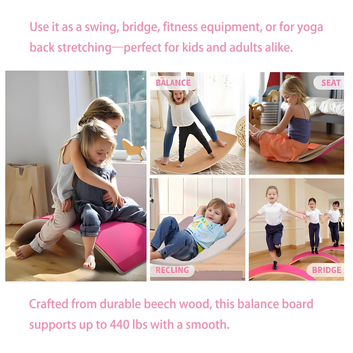 Ultimate Balance Board Kids - Natural Wood Wobble Board for Kids Montessori Waldorf Toy, Ideal Gift for Ages 3-8 Perfect for Balance Boards for Adults Physical Therapy & Indo Board Exercises