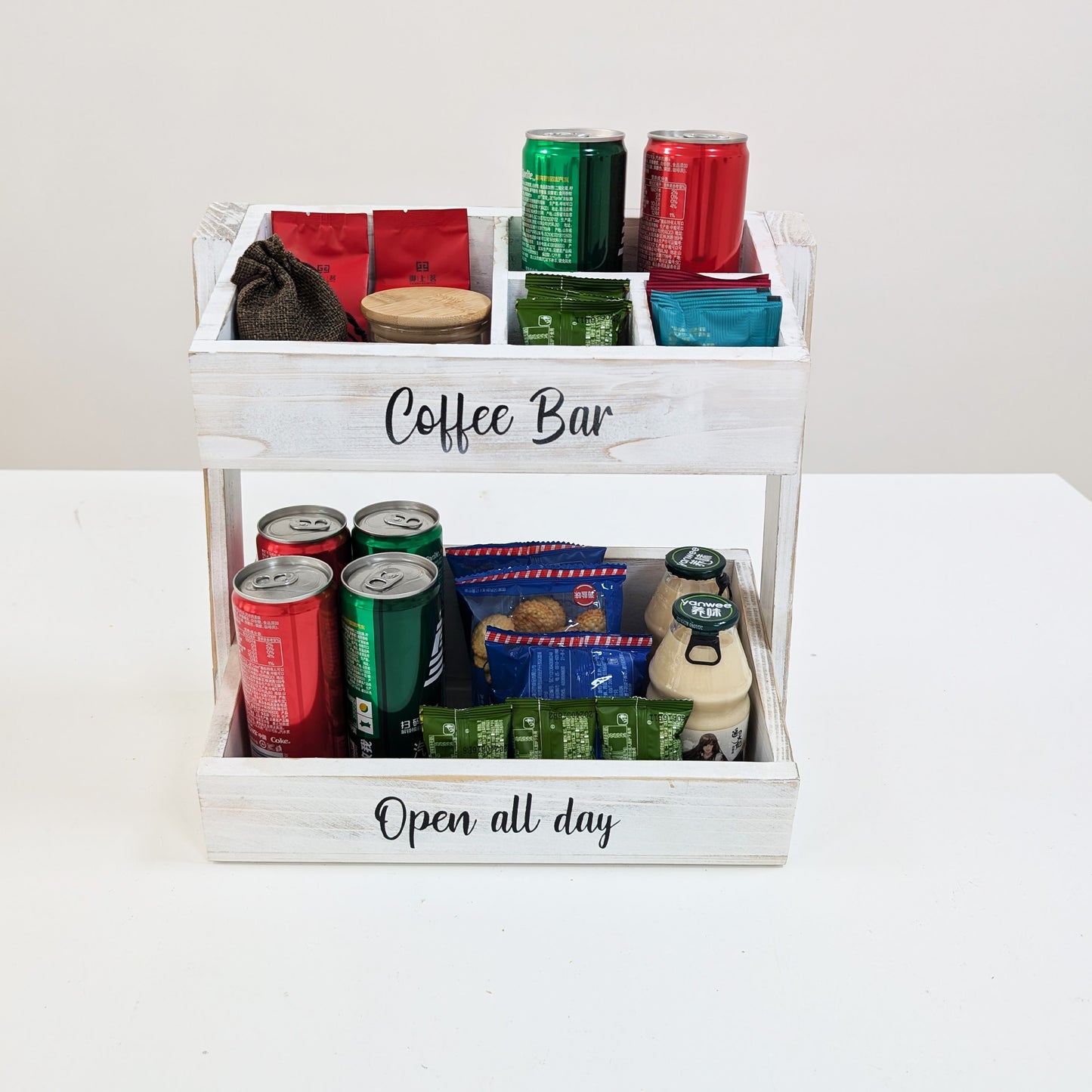 White Coffee Bar Accessories Organizer and Storage - Perfect Countertop Coffee Station & Decor with Essential Coffee Cup, Pod, and Condiment Holders – Ideal Gift for Coffee Lovers