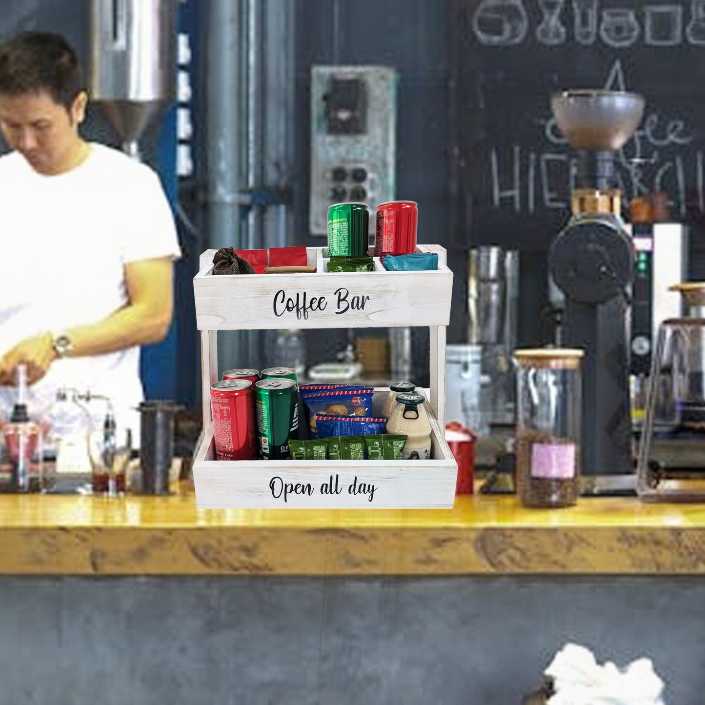 White Coffee Bar Accessories Organizer and Storage - Perfect Countertop Coffee Station & Decor with Essential Coffee Cup, Pod, and Condiment Holders – Ideal Gift for Coffee Lovers