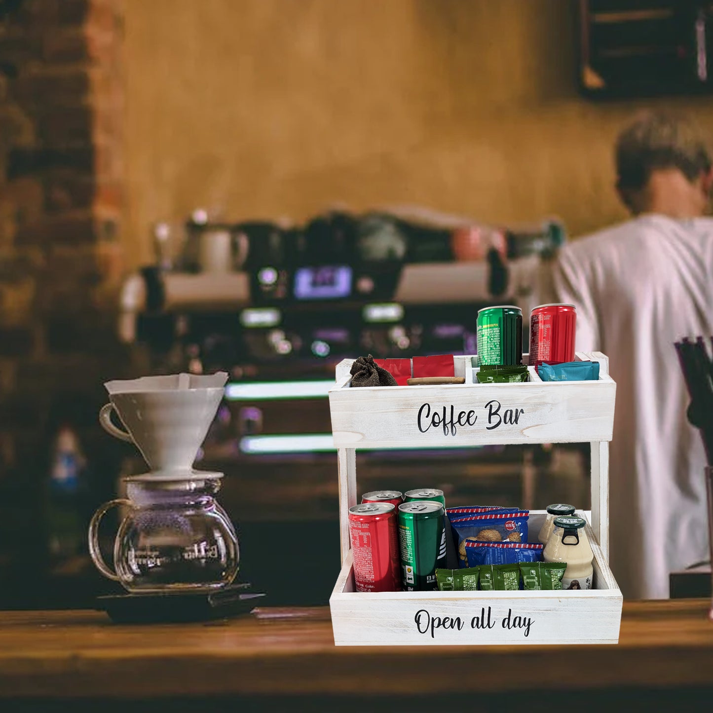 White Coffee Bar Accessories Organizer and Storage - Perfect Countertop Coffee Station & Decor with Essential Coffee Cup, Pod, and Condiment Holders – Ideal Gift for Coffee Lovers