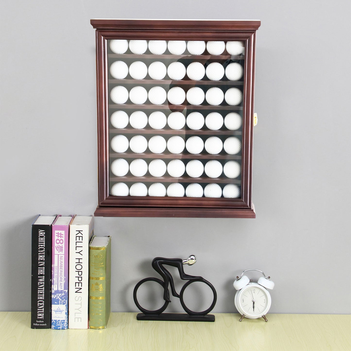 Exquisite Golf Ball Display Case - Lockable Door & Real Glass Window - Golf Ball Holder Display Wall Mount Shadow Box - Black - Office Decor and Storage Solution for Golf Balls