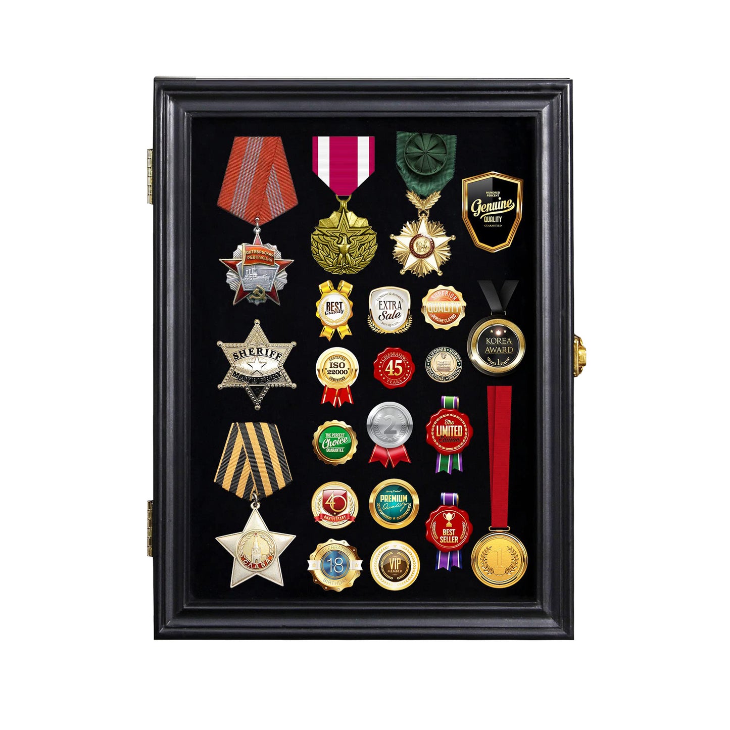 11”X15” Pin Display Case, Shadow Box-Wood Frame-Black Display Cases, 1.2 Inch Interior Depth Shadow Box for Wall and Tabletop Display Ideal for Memorabilia Pictures Flowers Medals Tickets