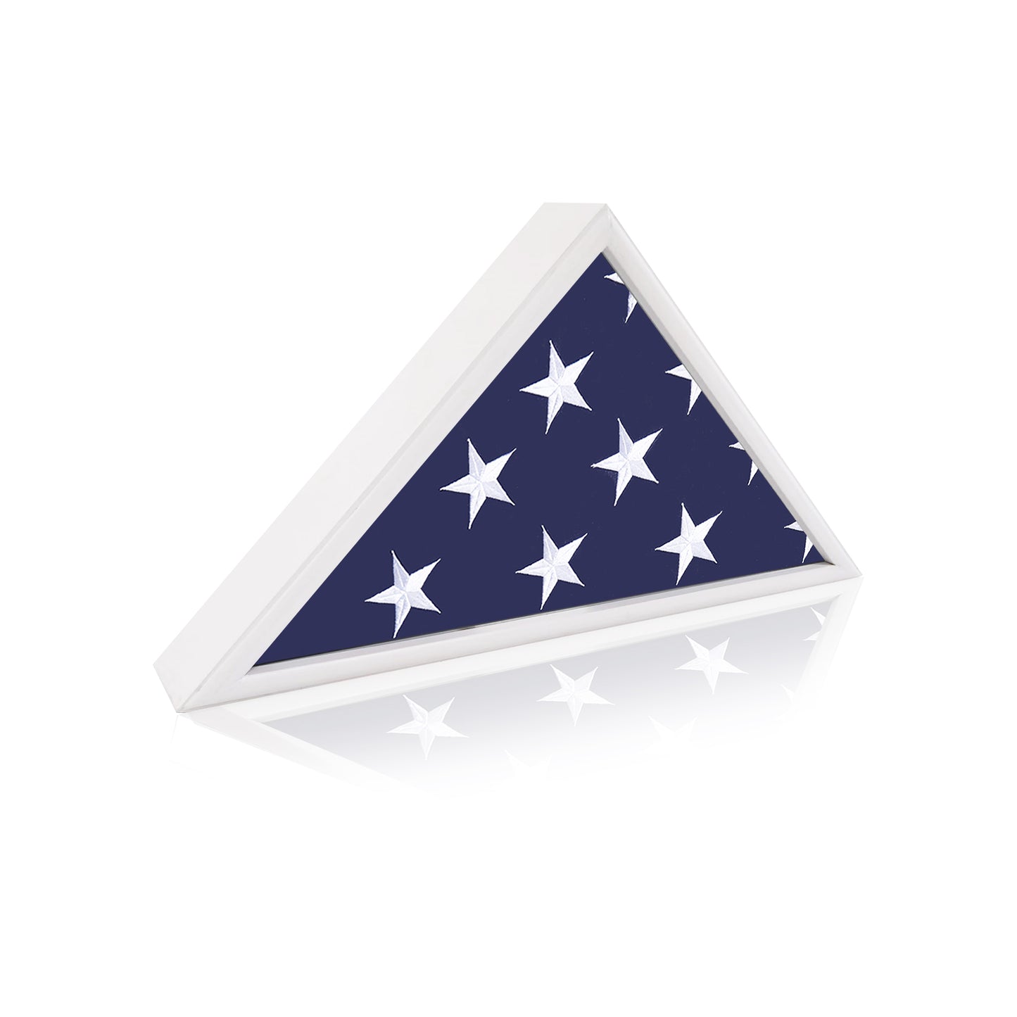 Burial Flag Display Case Fits 5'x9.5' Flag, Thin Bottom Edge Military Flag Box with Glass Front for American Veteran Flag, Wooden Memorial Folded Flag Case Shadow Box