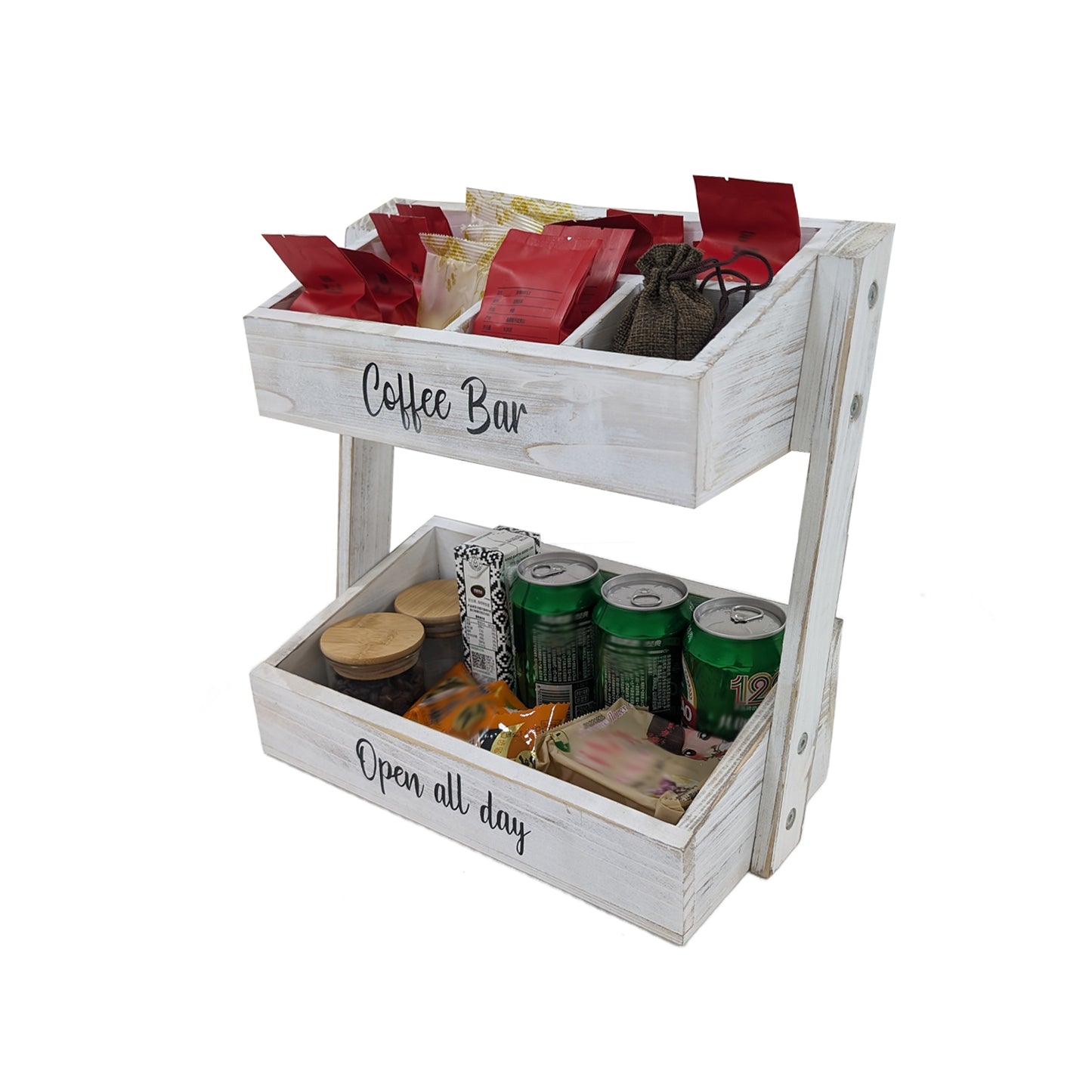 White Coffee Bar Accessories Organizer and Storage - Perfect Countertop Coffee Station & Decor with Essential Coffee Cup, Pod, and Condiment Holders – Ideal Gift for Coffee Lovers