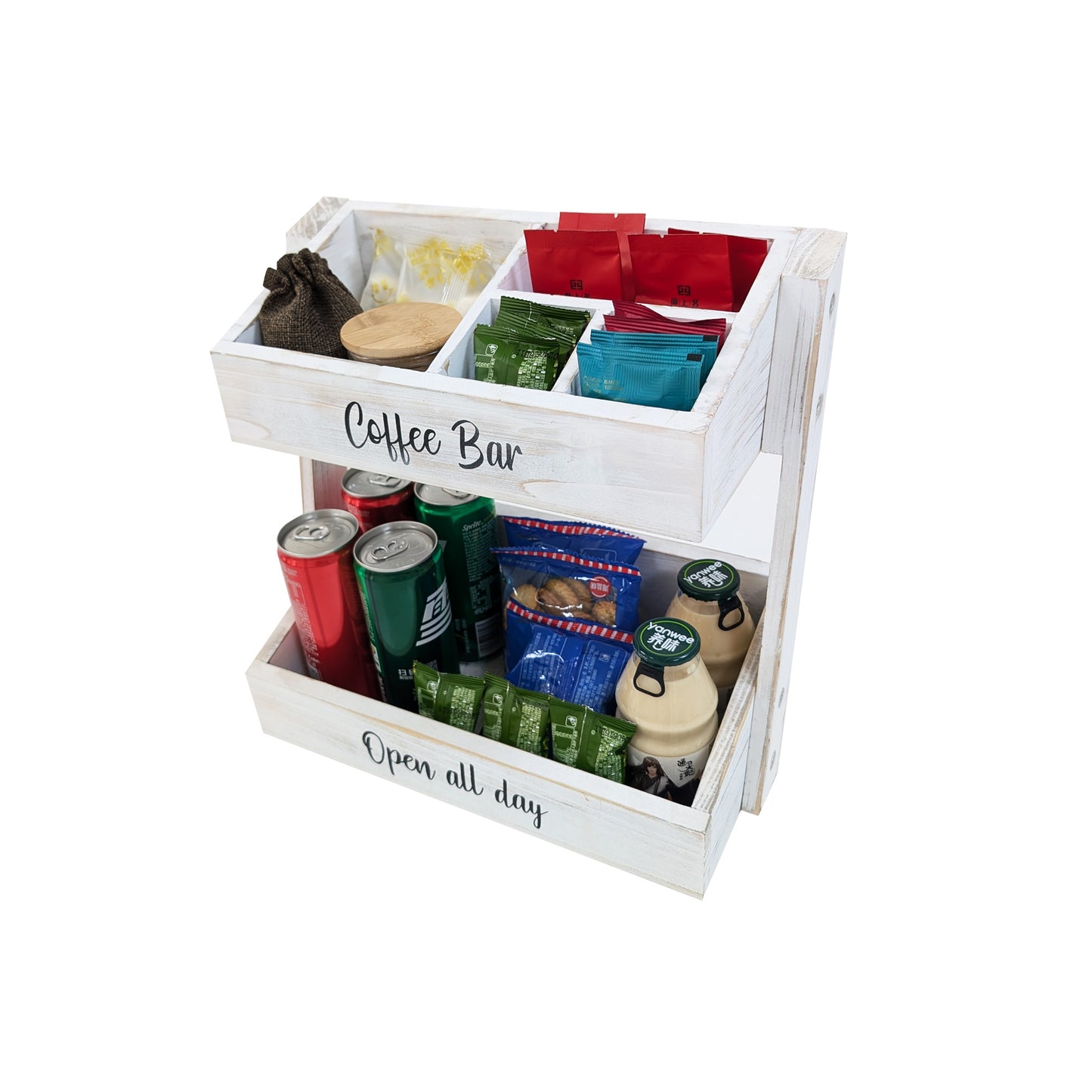 White Coffee Bar Accessories Organizer and Storage - Perfect Countertop Coffee Station & Decor with Essential Coffee Cup, Pod, and Condiment Holders – Ideal Gift for Coffee Lovers