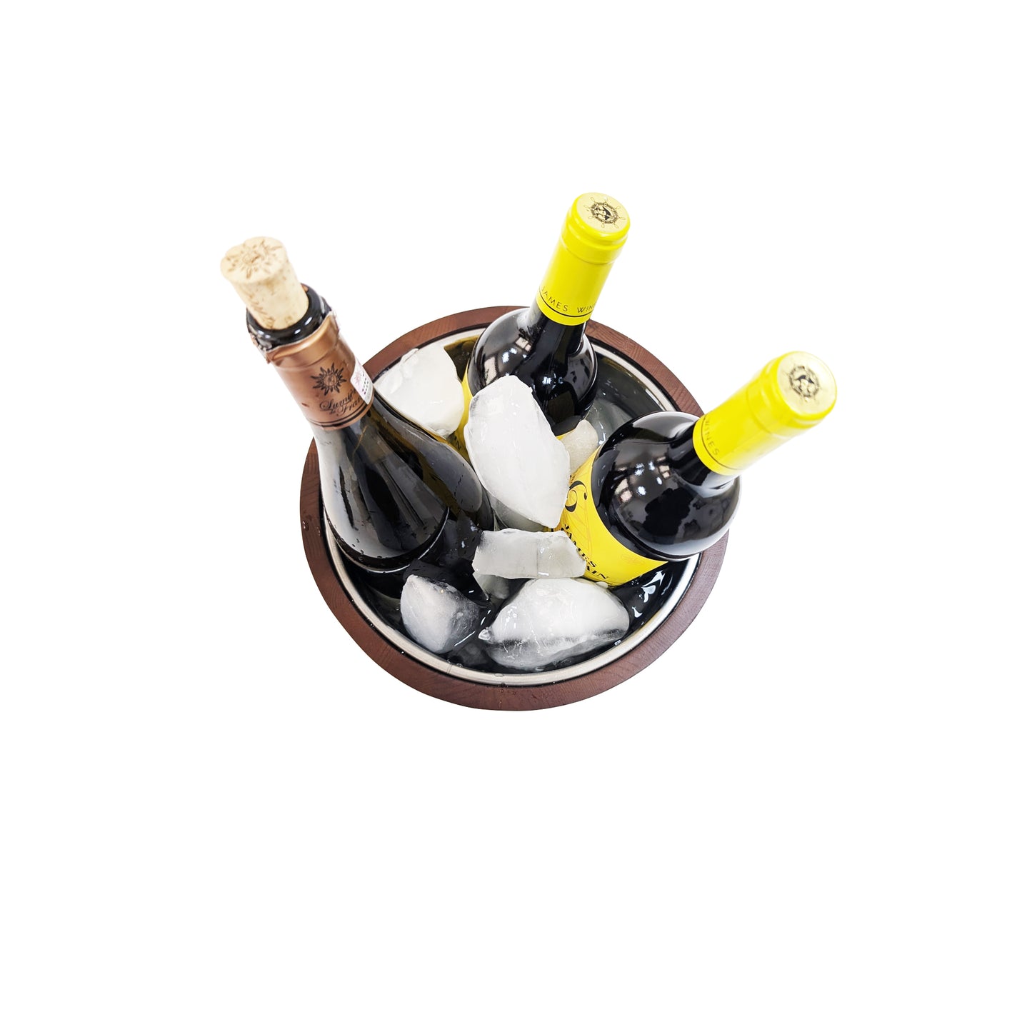 Premium Wine Chiller Buckets - Stainless Steel Wine Cooler Bucket for Parties, Sophisticated Ice Buckets, Wood Ice Bucket for Cocktail Bar and BBQ, Wine Chiller, Champagne Bucket