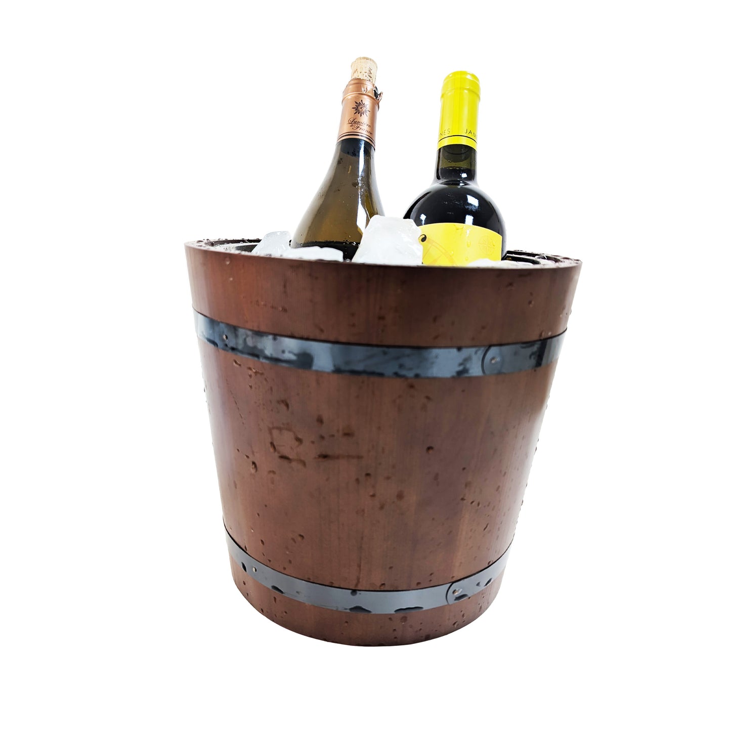 Premium Wine Chiller Buckets - Stainless Steel Wine Cooler Bucket for Parties, Sophisticated Ice Buckets, Wood Ice Bucket for Cocktail Bar and BBQ, Wine Chiller, Champagne Bucket