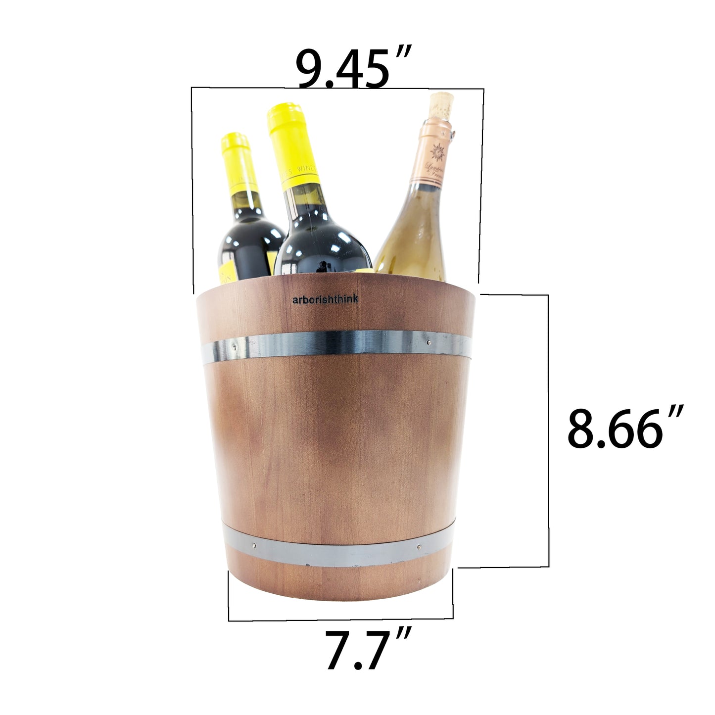 Premium Wine Chiller Buckets - Stainless Steel Wine Cooler Bucket for Parties, Sophisticated Ice Buckets, Wood Ice Bucket for Cocktail Bar and BBQ, Wine Chiller, Champagne Bucket