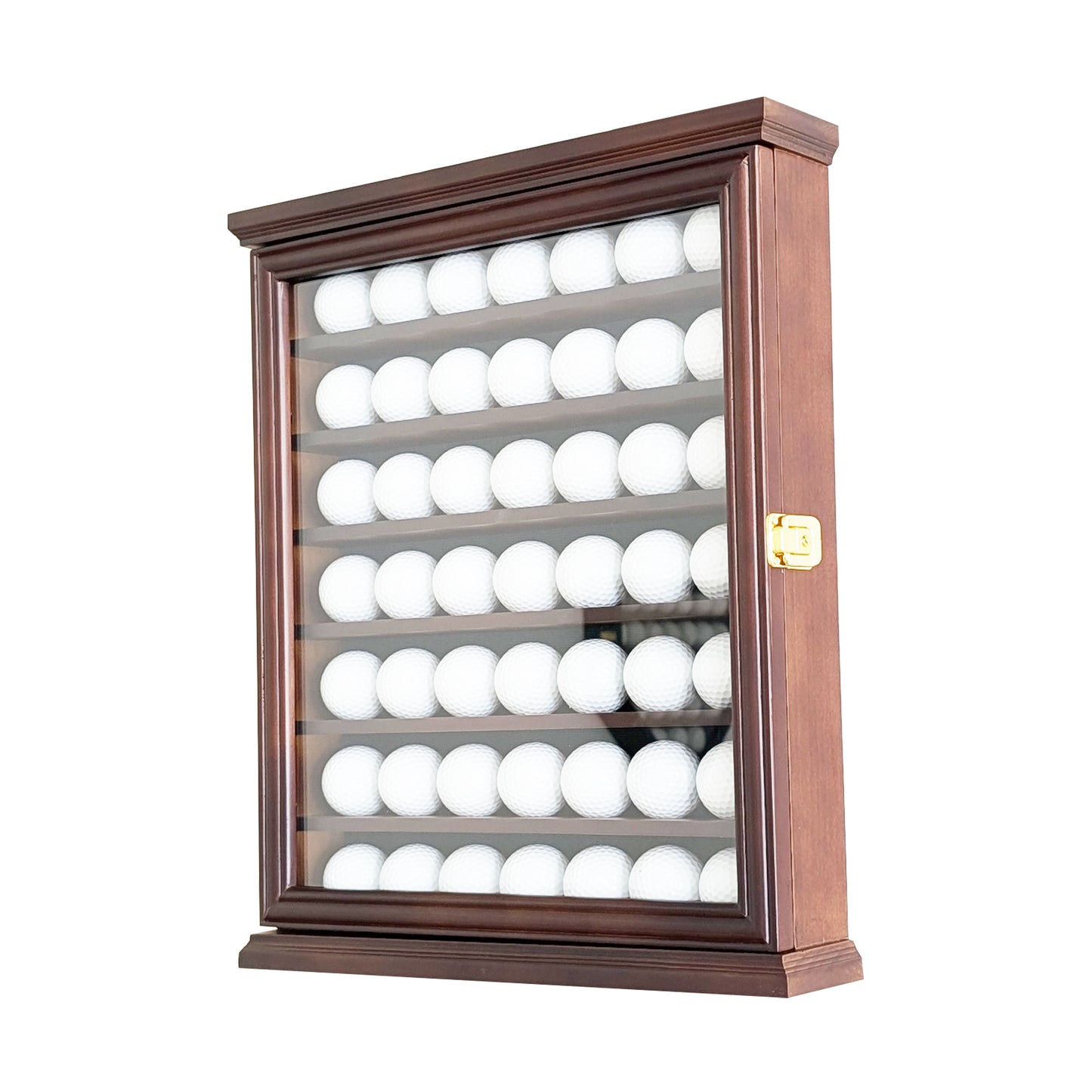 Exquisite Golf Ball Display Case - Lockable Door & Real Glass Window - Golf Ball Holder Display Wall Mount Shadow Box - Black - Office Decor and Storage Solution for Golf Balls
