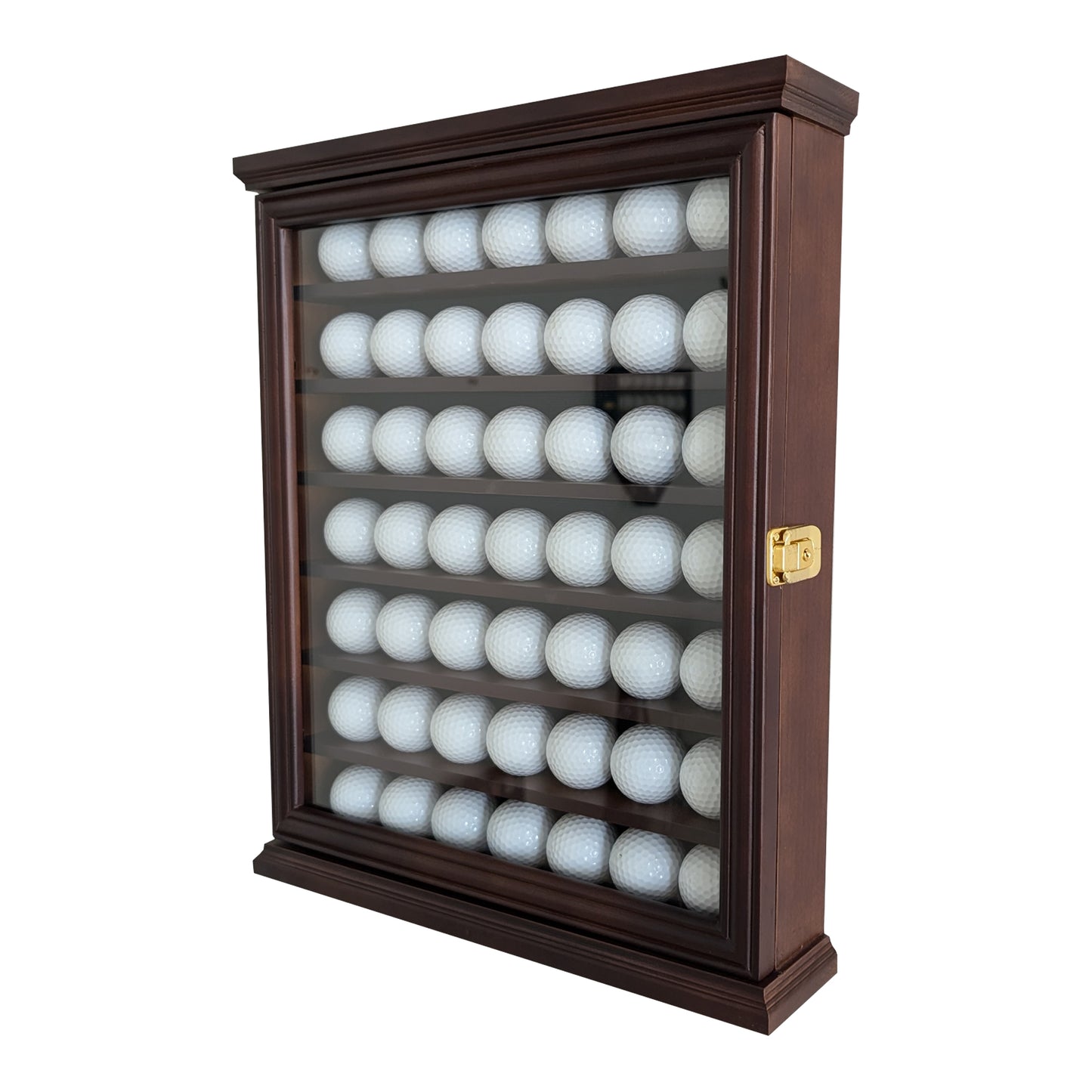Exquisite Golf Ball Display Case - Lockable Door & Real Glass Window - Golf Ball Holder Display Wall Mount Shadow Box - Black - Office Decor and Storage Solution for Golf Balls