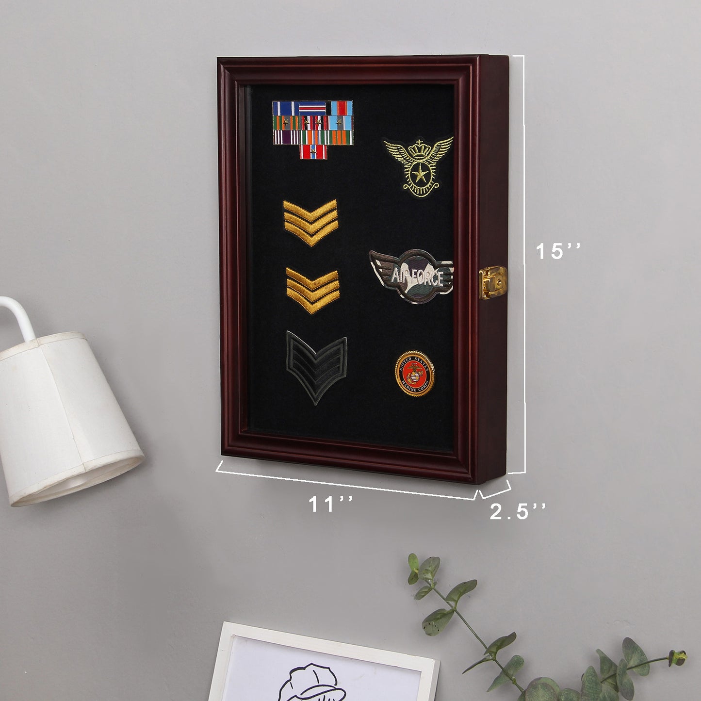 11”X15” Pin Display Case, Shadow Box-Wood Frame-Black Display Cases, 1.2 Inch Interior Depth Shadow Box for Wall and Tabletop Display Ideal for Memorabilia Pictures Flowers Medals Tickets