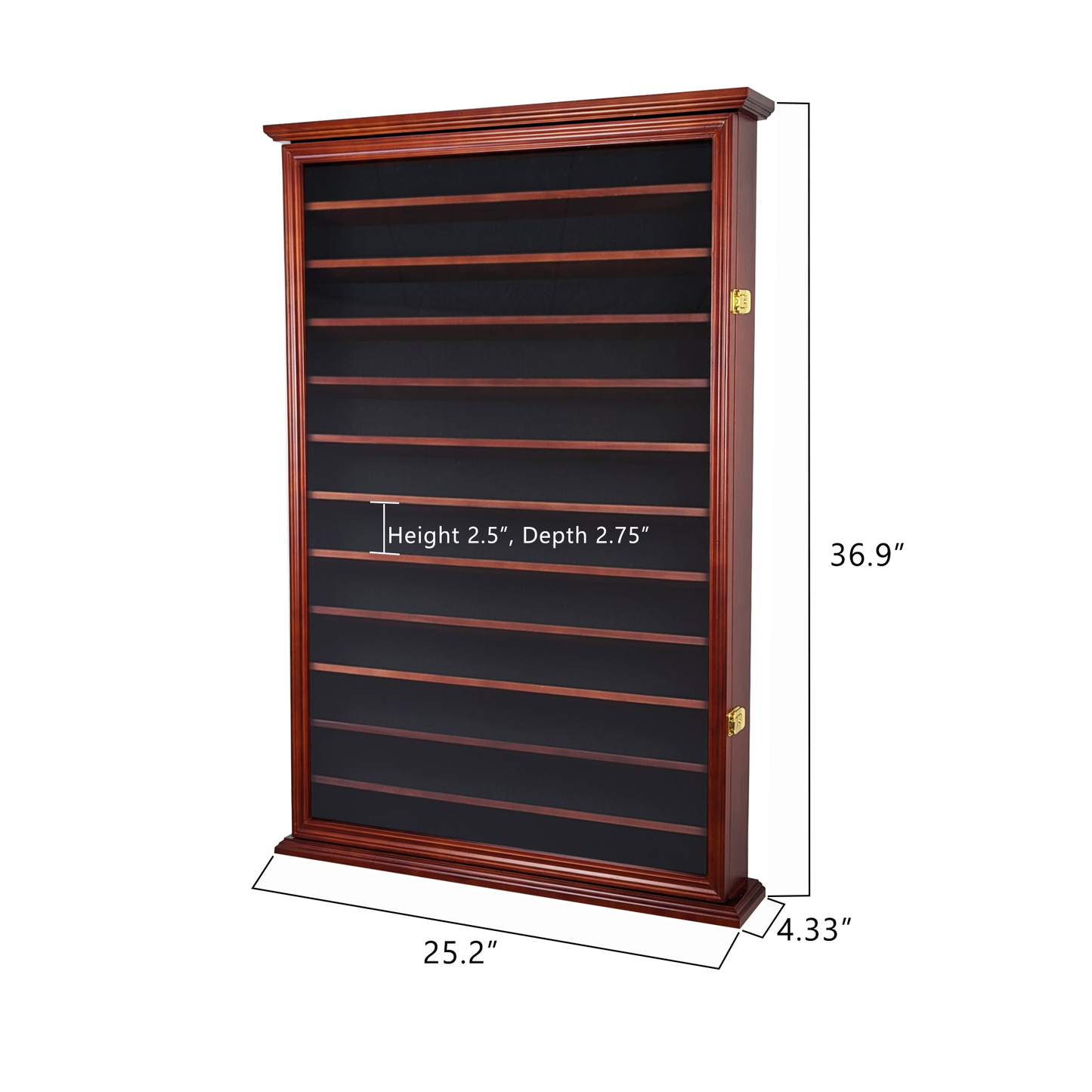 Solid Wood 144 Shot Glass Display Case Holder Cabinet Wall Curio Shadow Box for Action Figures Small Figurines Rack Lockable Door