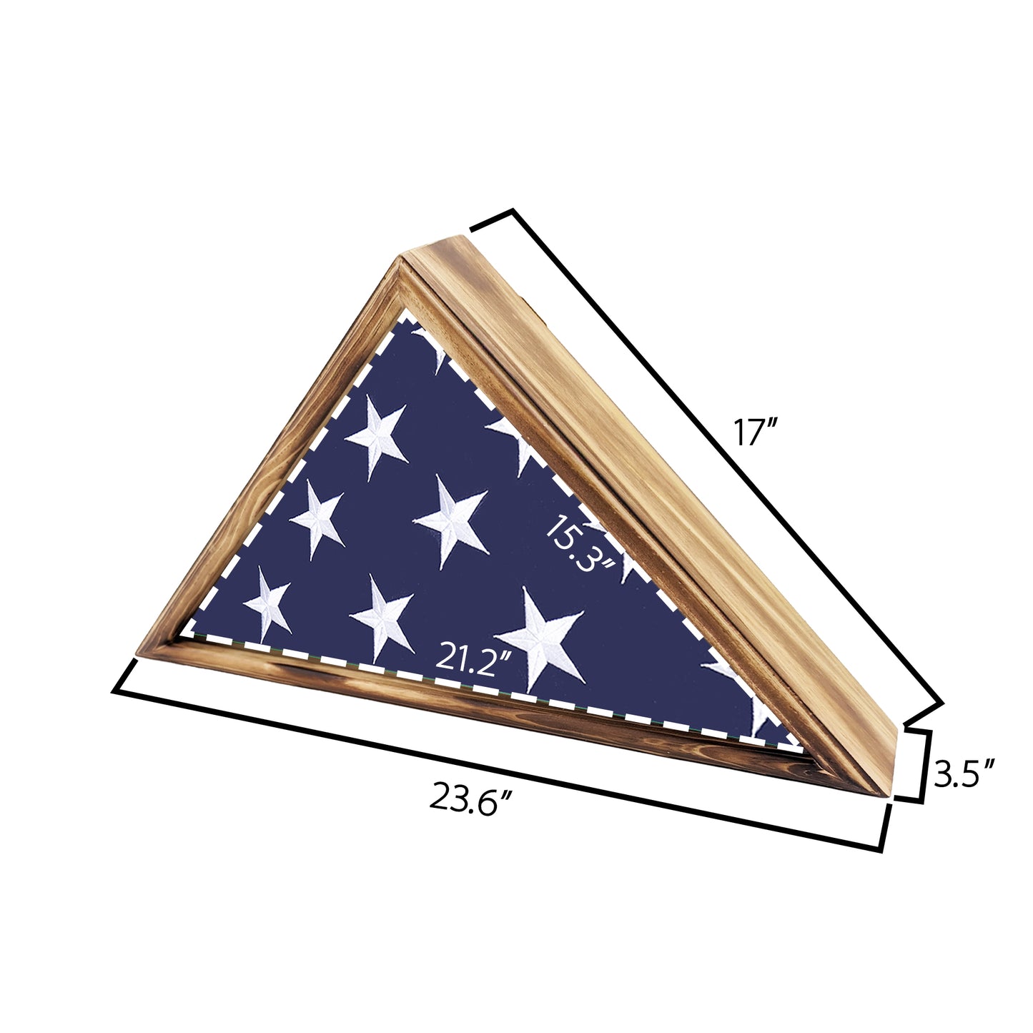 Burial Flag Display Case Fits 5'x9.5' Flag, Thin Bottom Edge Military Flag Box with Glass Front for American Veteran Flag, Wooden Memorial Folded Flag Case Shadow Box