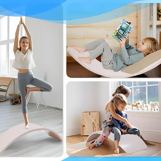 Montessori Wooden Balance Board for Kids & Toddlers - Premium Natural Wood Wobble Board for Sensory Training, Core Strength & Open-Ended Active Play