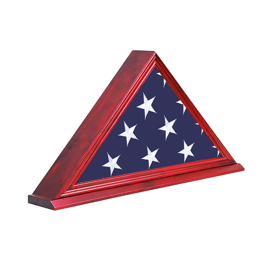 Premium Flag Display Case for Burial Flag - Military Shadow Box for 5x9.9 Veteran Burial Flag, Solid Wood Wall Mounted Flag Holder with Transparent Glass Front - Memory Box for Veteran Funeral Flags