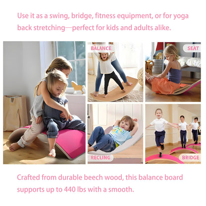 Ultimate Balance Board Kids - Natural Wood Wobble Board for Kids Montessori Waldorf Toy, Ideal Gift for Ages 3-8 Perfect for Balance Boards for Adults Physical Therapy & Indo Board Exercises