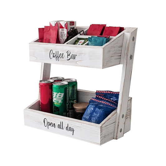 White Coffee Bar Accessories Organizer and Storage - Perfect Countertop Coffee Station & Decor with Essential Coffee Cup, Pod, and Condiment Holders – Ideal Gift for Coffee Lovers