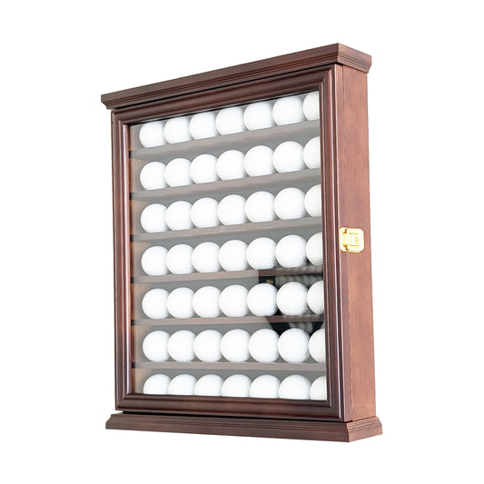 Exquisite Golf Ball Display Case - Lockable Door & Real Glass Window - Golf Ball Holder Display Wall Mount Shadow Box - Black - Office Decor and Storage Solution for Golf Balls