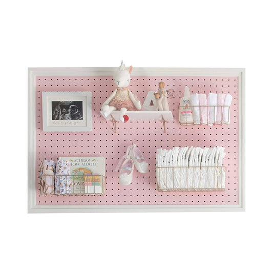 Craft Peg Board Organizer - Versatile Wall Storage Solution for Nursery, Retail Displays & Room Decor – Includes Free Shelf, Fits Most 1/4 Accessories, Perfect Peg Wall by Wooden Peg Board Door panel