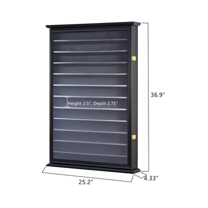 Solid Wood 144 Shot Glass Display Case Holder Cabinet Wall Curio Shadow Box for Action Figures Small Figurines Rack Lockable Door
