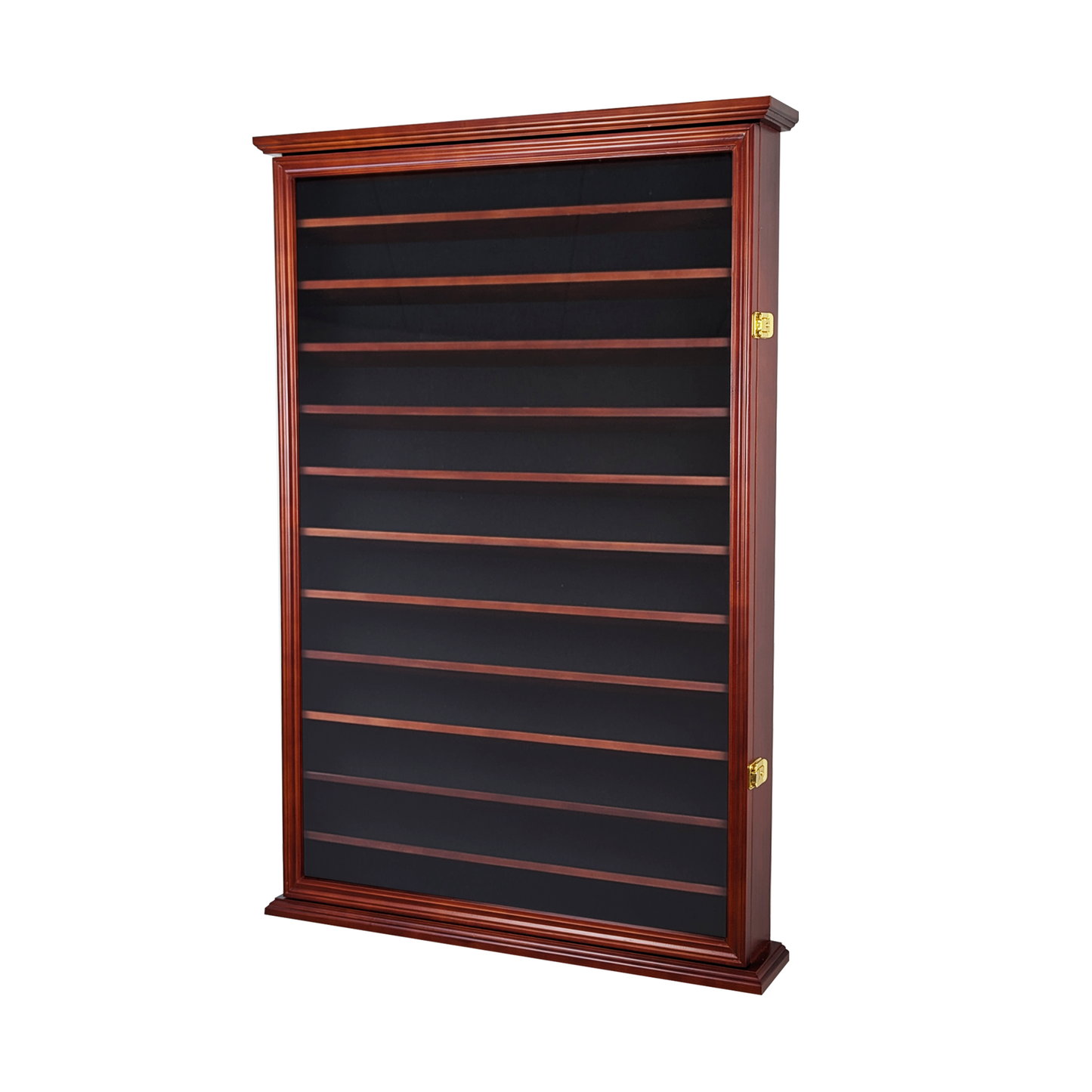Solid Wood 144 Shot Glass Display Case Holder Cabinet Wall Curio Shadow Box for Action Figures Small Figurines Rack Lockable Door