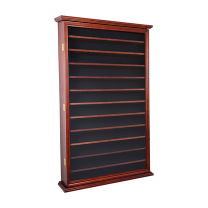 Solid Wood 144 Shot Glass Display Case Holder Cabinet Wall Curio Shadow Box for Action Figures Small Figurines Rack Lockable Door